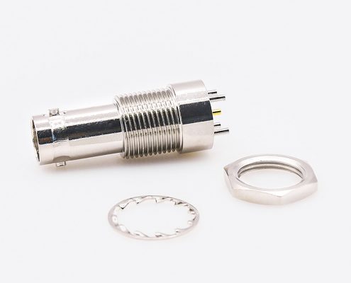 BNC面板连接器母头直型前锁穿墙PCB安装插孔