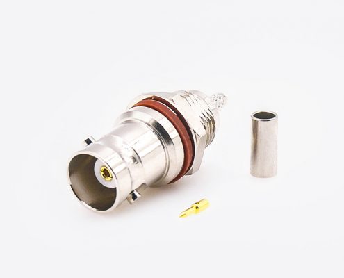 RG174BNC防水连接器RG174/RG316母头直式面板安装后锁穿墙压接