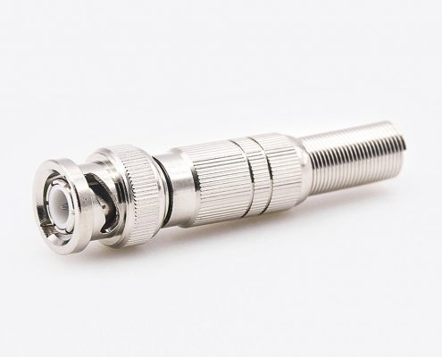 BNC连接器公头直型接线焊接带弹簧