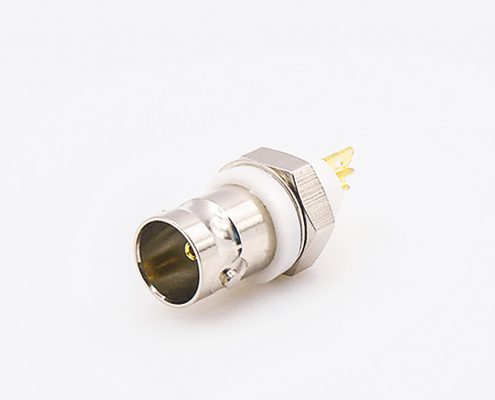 BNC面板安装母头直式75Ω连接器后锁穿墙焊接接线