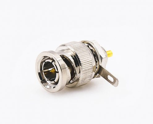 BNC连接器公头带螺母接地直式75Ω接线焊接