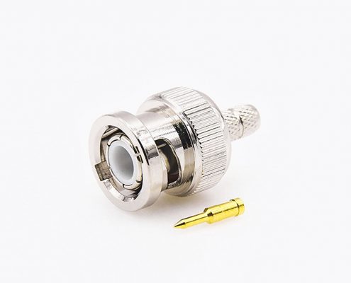 接线连接器BNC公头直型75Ω压接用于RG58/RG142