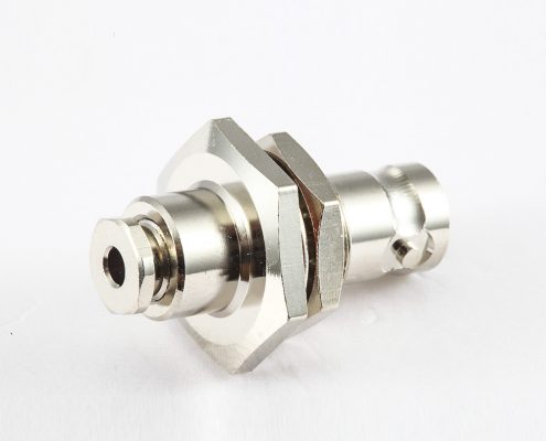 用于RG174/RG316的BNC后锁穿墙面板母头直式连接器螺母锁紧