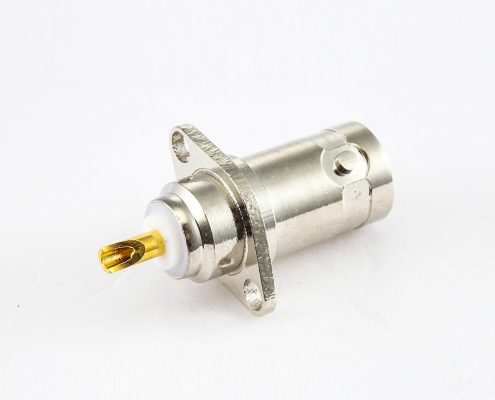 BNC连接器面板安装直插2孔法兰焊接接线50Ω