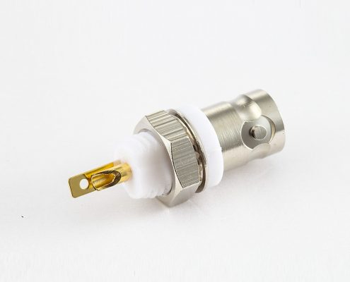 焊杯型BNC连接器母头180度螺母面板安装后锁穿墙接线