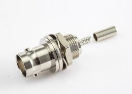 BNC连接器母直式穿墙压接RG174/RG316其他铜镀镍标准50Ω/75Ω