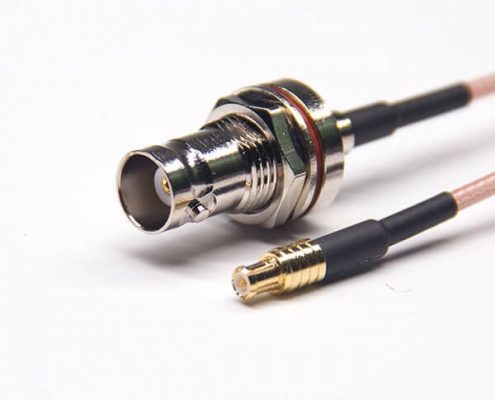 BNC连接线防水母头前锁板直式转MCX公头直式接RG316线